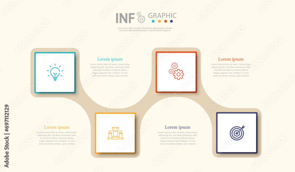 Infographic design 4 steps for diagrams, presentations, workflow layouts, banners, flowcharts, infographics.