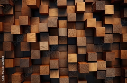 A wall made out of wooden blocks