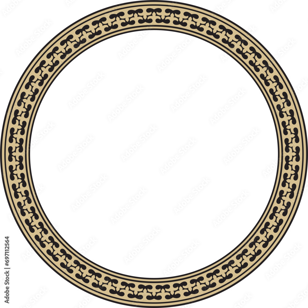 Vector golden and black round Kazakh national ornament. Ethnic pattern of the peoples of the Great Steppe, .Mongols, Kyrgyz, Kalmyks, Buryats. circle, frame border. Vector golden and black round Kazakh national ornament. Ethnic pattern of the peoples of the Great Steppe, .Mongols, Kyrgyz, Kalmyks, Buryats. circle, frame border.