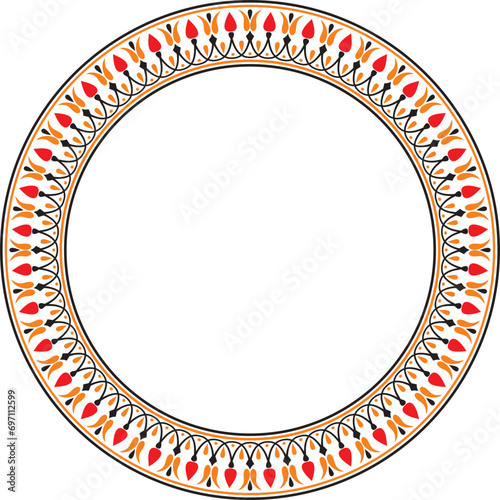 Vector colored round classical Greek meander ornament. Pattern, circle of Ancient Greece. Border, frame, ring of the Roman Empire.. photo