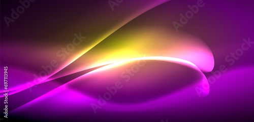 Dynamic waves in ethereal glow of neon lights. Concept merges fluidity of motion with vibrant allure of neon, crafting entrancing backdrop that embodies both vitality and futuristic sophistication