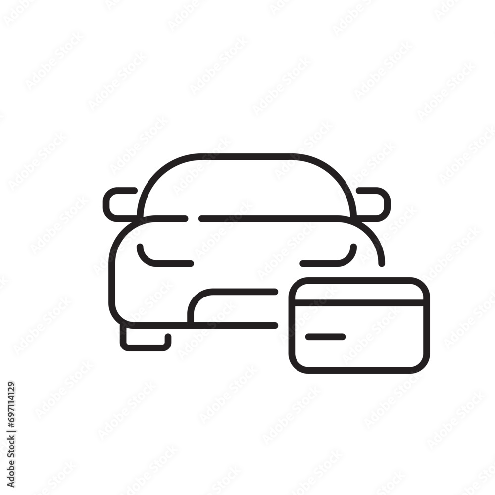 Car and credit card pictogram. Rental and dealership. Pixel perfect, editable stroke icon Car and credit card pictogram. Rental and dealership. Pixel perfect, editable stroke icon