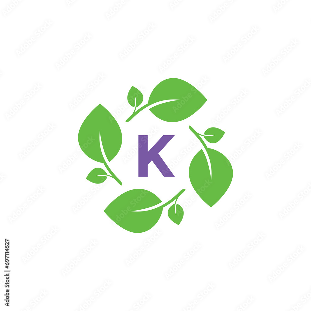 letter k organic leaf botanical product modern logo design graphic vector letter k organic leaf botanical product modern logo design graphic vector
