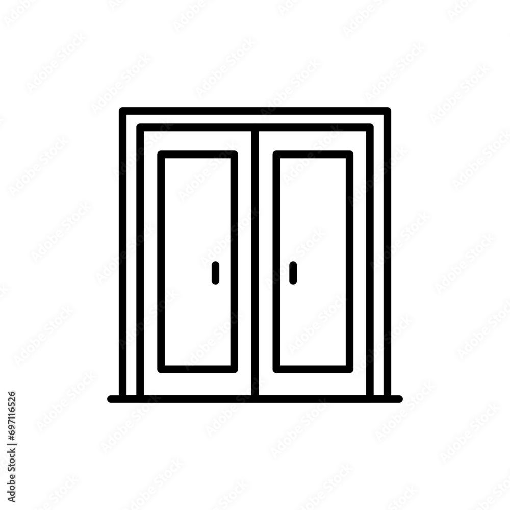 Double door icons, minimalist vector illustration ,simple transparent graphic element .Isolated on white background Double door icons, minimalist vector illustration ,simple transparent graphic element .Isolated on white background
