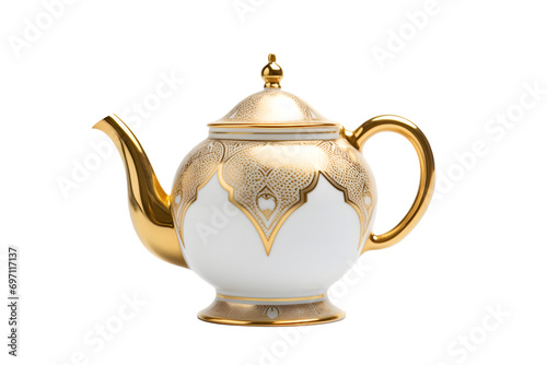 an old style golden arabic traditional hot beverage tea coffee pot