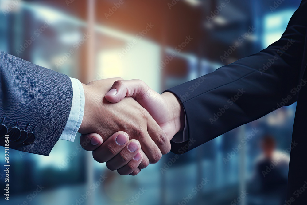 Recruitment manager shaking hand with male candidate. Recruitment manager shaking hand with male candidate.