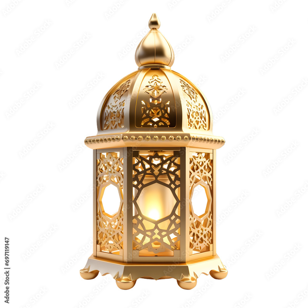 an old style traditional golden arabic ramadan eid decoration lantern - obrazy, fototapety, plakaty 