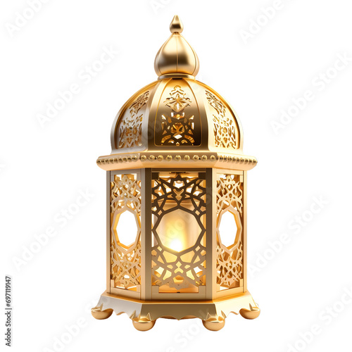 an old style traditional golden arabic ramadan eid decoration lantern photo