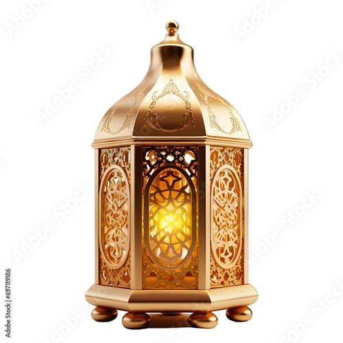 an old style traditional golden arabic ramadan eid decoration lantern photo