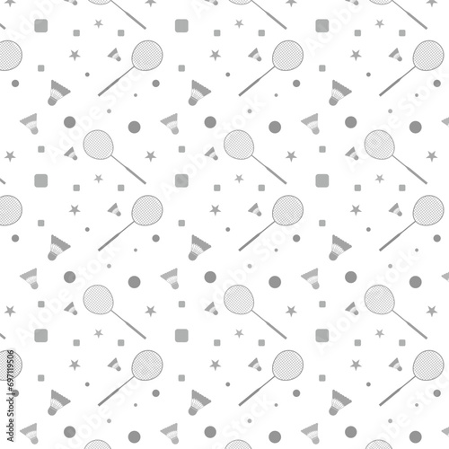 Badminton rackets and feather seamless pattern. Vector illustration photo