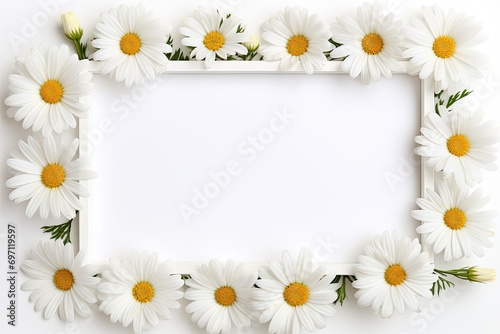 Frame of white daisies flowers © BetterPhoto