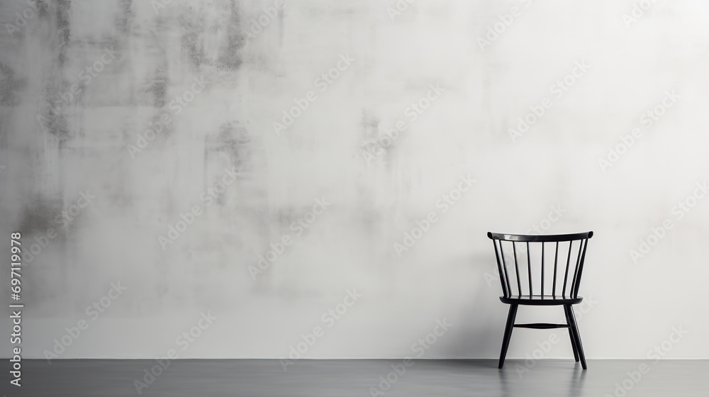 Lone chair against a stark white indoor background Lone chair against a stark white indoor background