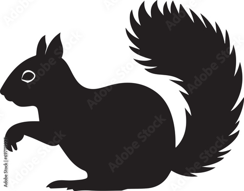 Vector squirrel silhouette Black and white icon on white background