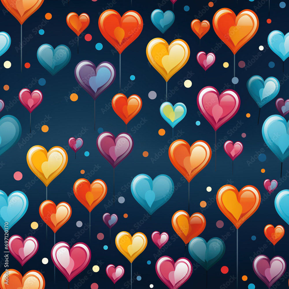 Heart-Shaped Lollipops Seamless Patterns Heart-Shaped Lollipops Seamless Patterns