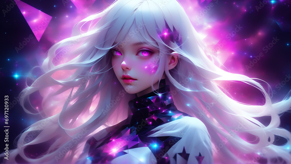 white fuchsia galaxy girl #3 white fuchsia galaxy girl #3
