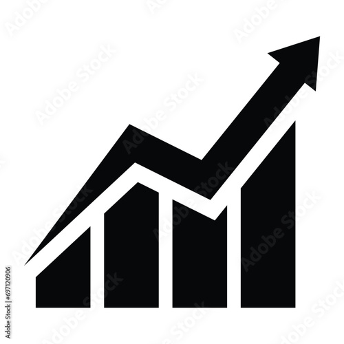  Profit growing icon. Growing bar graph icon . Progress bar. Growing graph icon graph sign. Chart increase profit. Growth success arrow icon. 