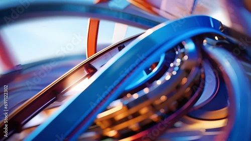 A macro of a looptheloop element, demonstrating the forces of acceleration and deceleration that riders experience as they go through the loop. photo