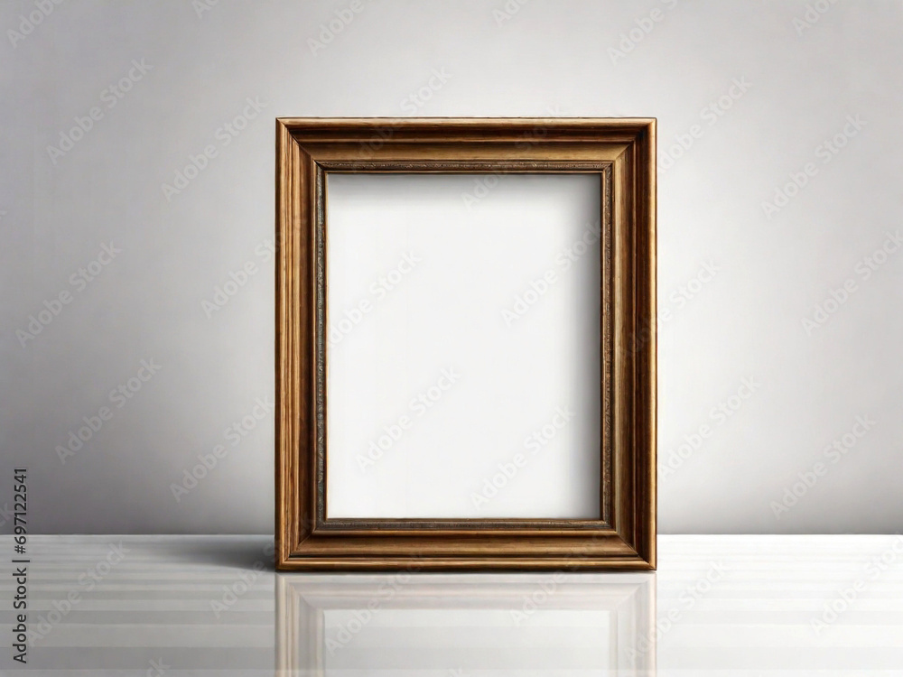 Realistic photo frame, picture frame isolated on white background. Created using generative AI tools Realistic photo frame, picture frame isolated on white background. Created using generative AI tools