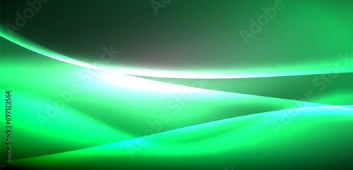 Neon-lit waves surge across background, mesmerizing dance of luminescence and motion. Dynamic backdrop captures essence of energy and modern aesthetics