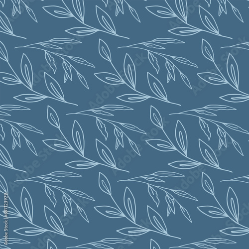 Seamless pattern in Scandinavian style with leaves. Minimalistic background.