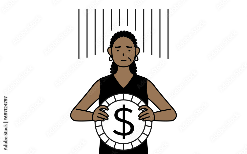 African-American senior woman an image of exchange loss or dollar depreciation African-American senior woman an image of exchange loss or dollar depreciation