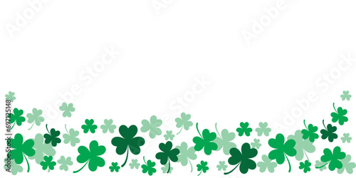 
Seamless border of shamrock clover green leaves on transparent background vector decorative element template