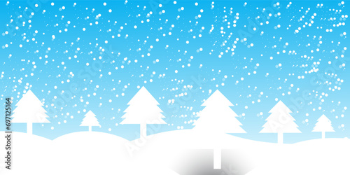 White snow falling from the blue sky on the floor during the winter holidays merry Christmas vector background illustration