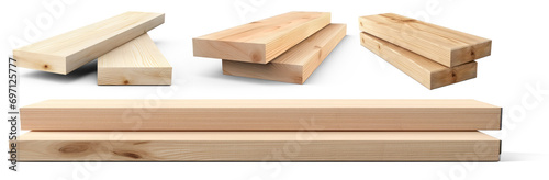 Collection of 2x4 wood boards isolated on transparent or white background, png photo