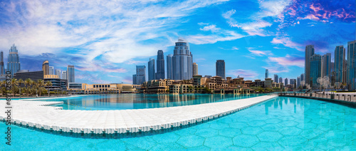 Dubai - amazing city center skyline with luxury skyscrapers  United Arab Emirates 