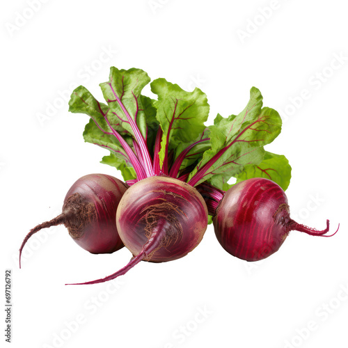 Isolated beetroot. One fresh red beet with leaves and a half isolated on white background
