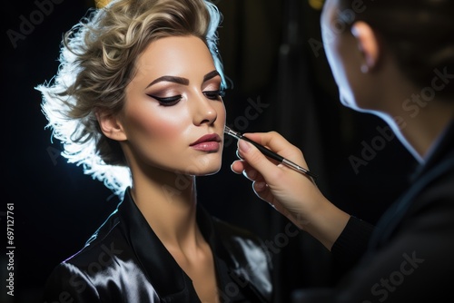 Portrait of a professional makeup artist at work, beauty and expertise