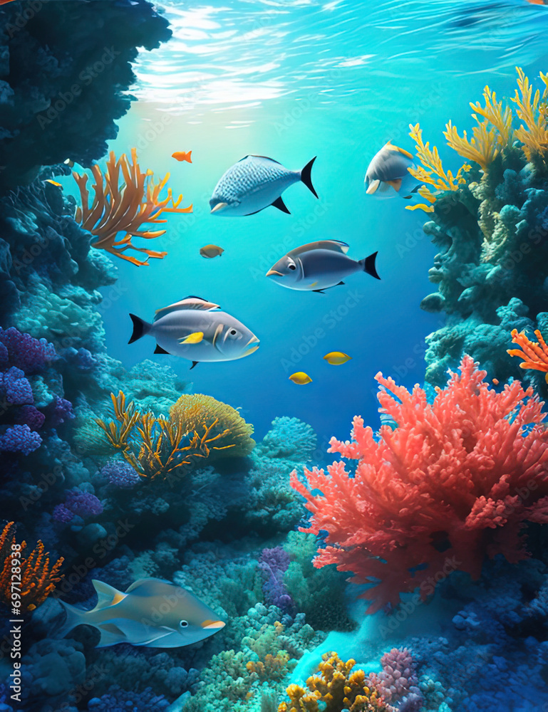 Obraz premium a many fish swimming in the ocean together