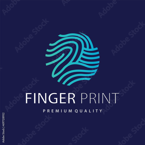 Premium Fingerprint Logo  Human Identity Design Simple Line Model Template Illustration