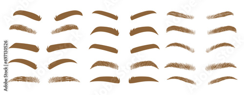 Different shapes and colors of eyebrows vector illustrations set photo