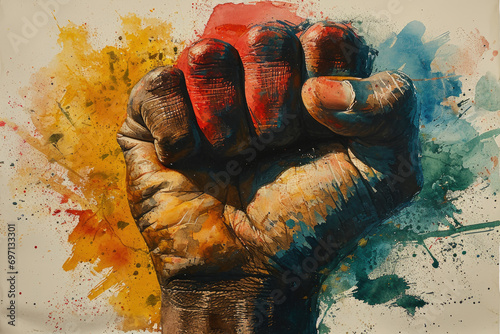 Black history month raised fist illustration
