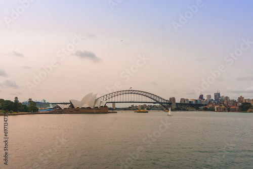 The city skyline of Sydney, Australia. Circular Quay during the forest fires