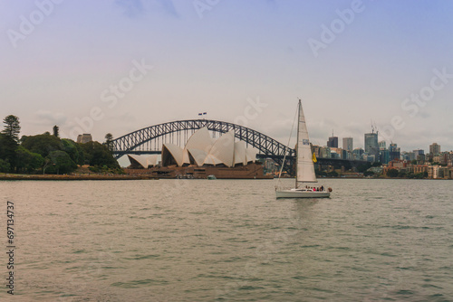 The city skyline of Sydney  Australia. Circular Quay during the forest fires