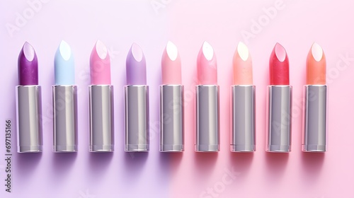 set lipstick background, delicate pastel shades, cosmetics, perfumes, makeup