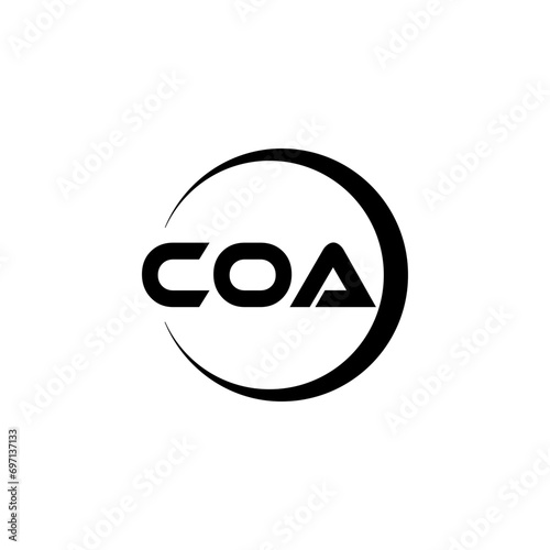 COA letter logo design with white background in illustrator, cube logo, vector logo, modern alphabet font overlap style. calligraphy designs for logo, Poster, Invitation, etc. photo