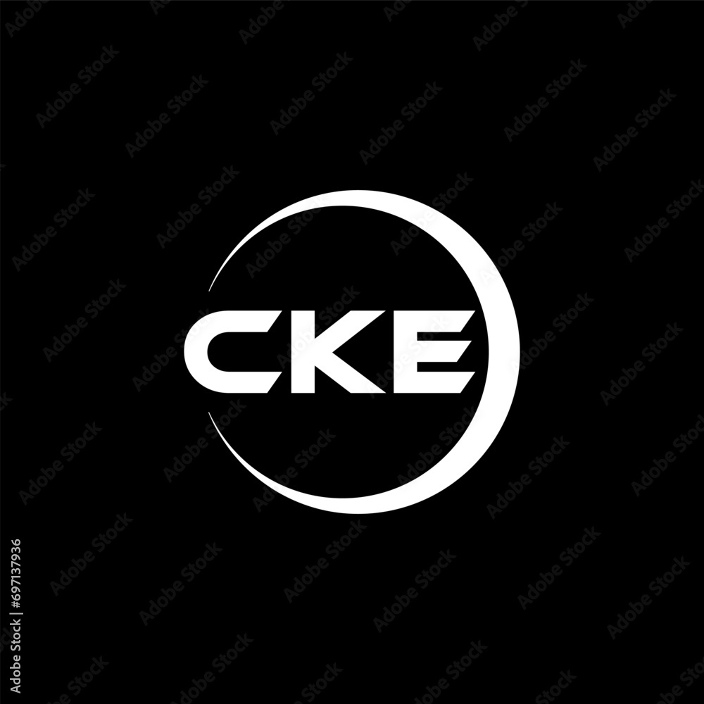 CKE letter logo design with black background in illustrator, cube logo, vector logo, modern alphabet font overlap style. calligraphy designs for logo, Poster, Invitation, etc.