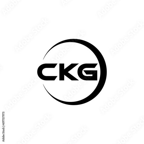 CKG letter logo design with white background in illustrator, cube logo, vector logo, modern alphabet font overlap style. calligraphy designs for logo, Poster, Invitation, etc. photo