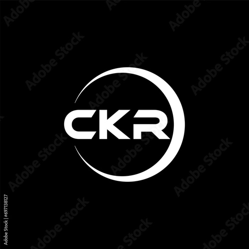 CKR letter logo design with black background in illustrator, cube logo, vector logo, modern alphabet font overlap style. calligraphy designs for logo, Poster, Invitation, etc. photo