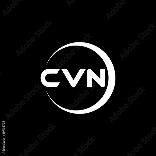 CVN letter logo design with black background in illustrator, cube logo, vector logo, modern alphabet font overlap style. calligraphy designs for logo, Poster, Invitation, etc. photo