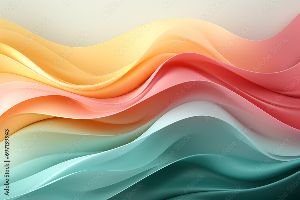Generative Ai. Abstract water color background with lines and waves. Modern pale blue, green and light red wavy lines for background Generative Ai. Abstract water color background with lines and waves. Modern pale blue, green and light red wavy lines for background