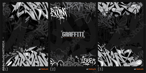 Dark Abstract Urban Style Hiphop Graffiti Street Art Vector Illustration Background Template