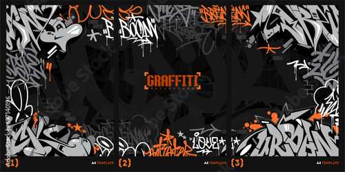Dark Grey Abstract Urban Style Hiphop Graffiti Street Art Vector Illustration Background Template