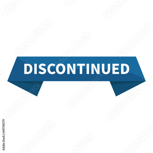 Discontinued In Blue Ribbon Rectangle Shape For Sale Promotion Business Marketing Information Social Media
