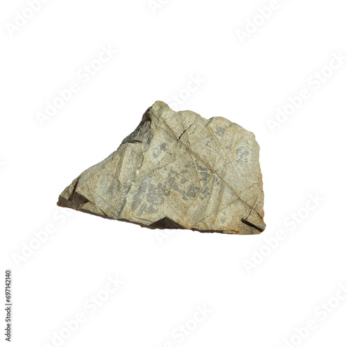Realistic image of various types of rocks on a white background. 