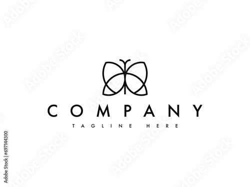 minimal butterfly line logo design