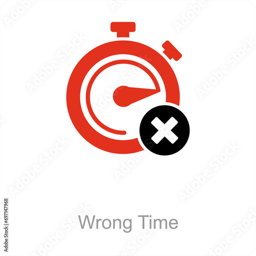 Wrong Time and time icon concept